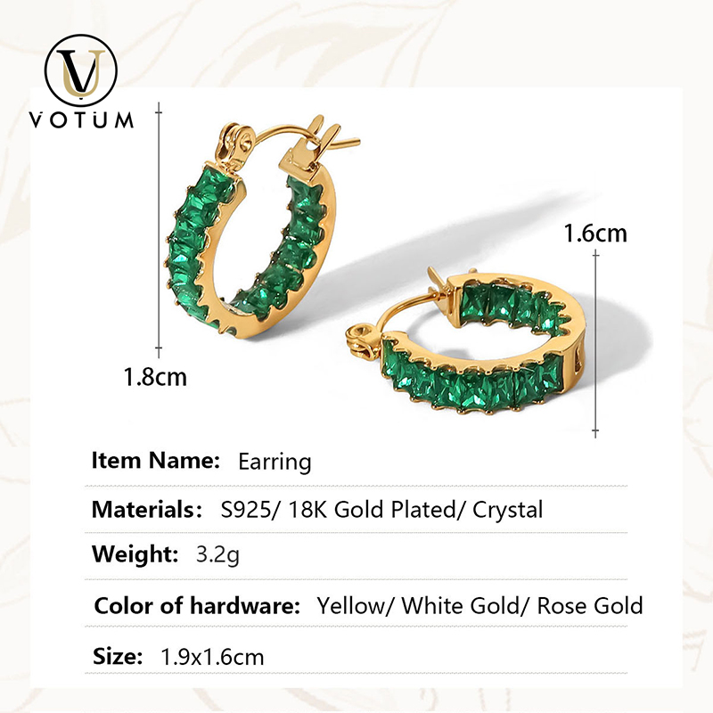 S925 Gold Plated Crystal Earring