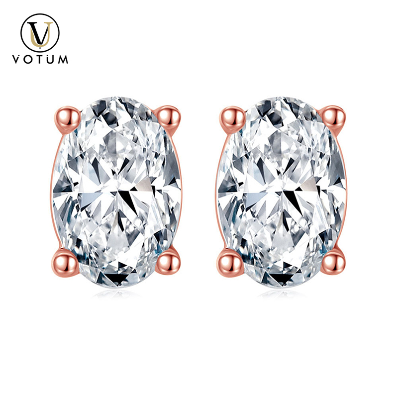 Votum 9K 14K Real Gold Moissanite Diamond Oval Custom Earring