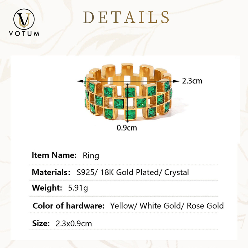 S925 Gold Plated Crystal Ring