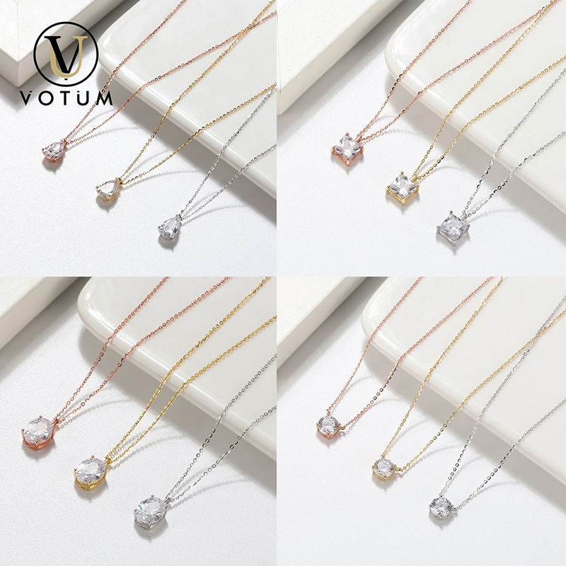 Votum 14K Real Gold Moissanite Diamond Wedding Jewelry Gift Necklace